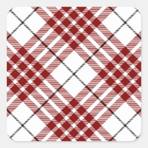 Buchanan tartan red white plaid square sticker