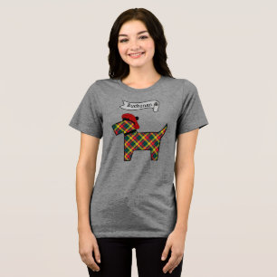 Buchanan Tartan Scottie Dog Personalized Tri-Blend Shirt