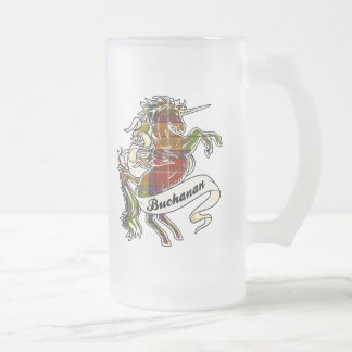 Buchanan Tartan Unicorn Frosted Glass Beer Mug