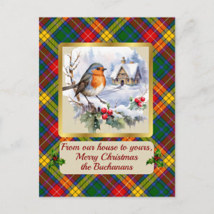 Buchanan Tartan w/Robin Personalized Holiday Postcard