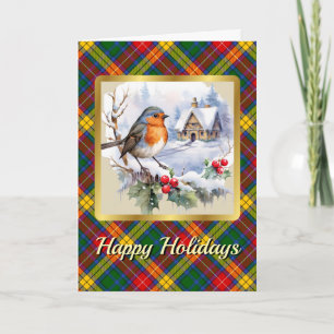 Buchanan Tartan w/Robin Personalized Xmas Card