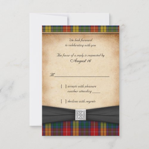 Buchanan Tartan Wedding Reply RSVP Card Ver 2 Personalized Invites