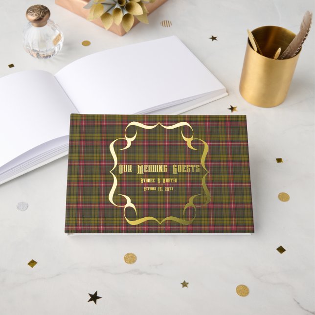 Buchanan Weathered Original Scottish Tartan Foil Guest Book (Front Open)