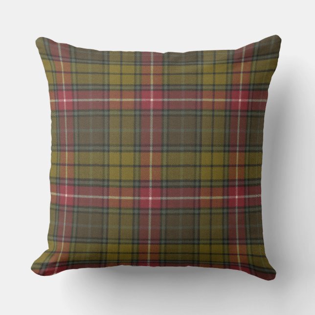 Buchanan Weathered  Original Tartan Square Throw Pillow (Front)
