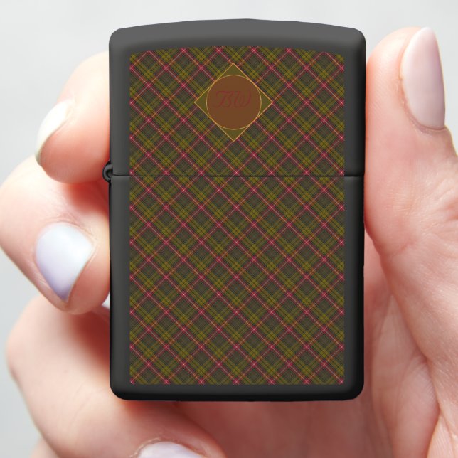 Buchanan Weathered Scottish Tartan Zippo Lighter (In Hand)