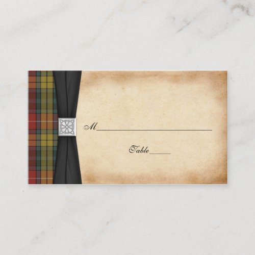 Buchanan Weathered Tartan Wedding Place Cards 2 Business Card Template