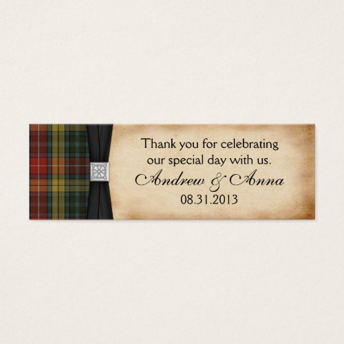 Buchanan Weathered Tartan Wedding Thank You Favor Business Card Template