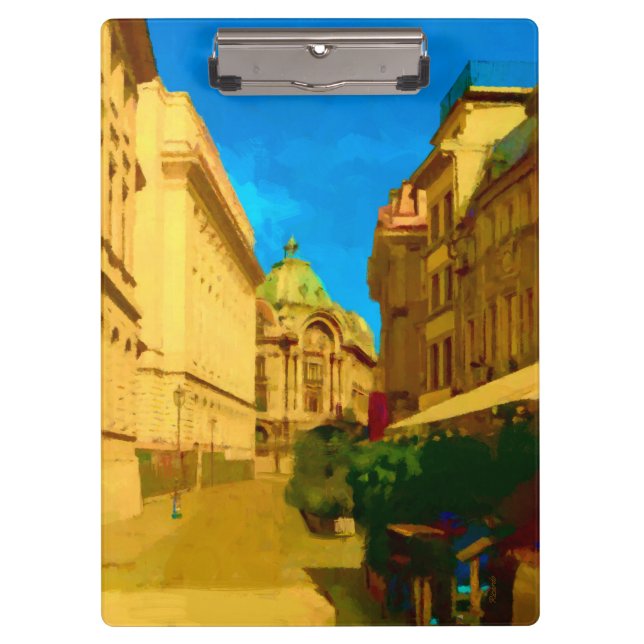 Bucharest City Digital Painting Clipboard (Front)