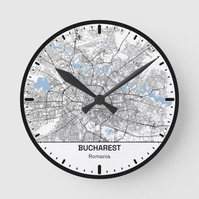 Bucharest Clock City Line Art (Front)