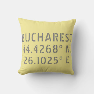 Bucharest Latitude Longitude Throw Pillow
