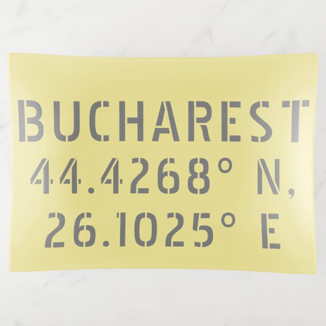 Bucharest Latitude Longitude Trinket Tray (Front)