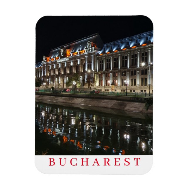 Bucharest Palace of Justice at night fridge magnet (Vertical)