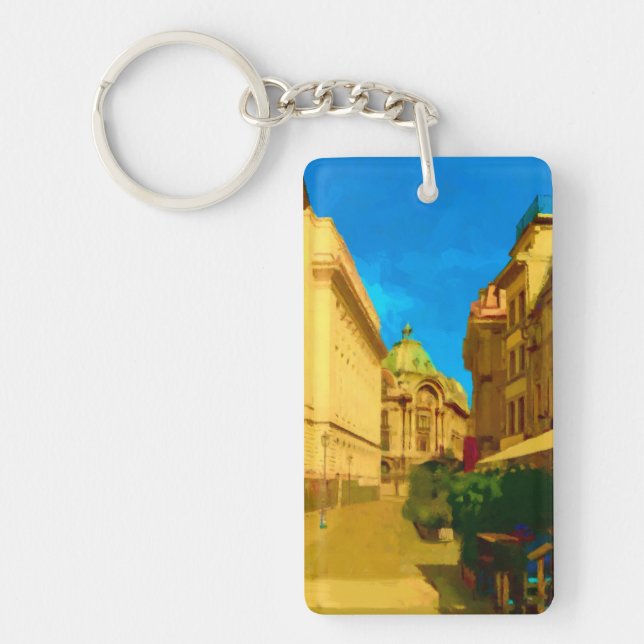 Bucharest Pallace Digital Painting Art Print Keychain (Front)