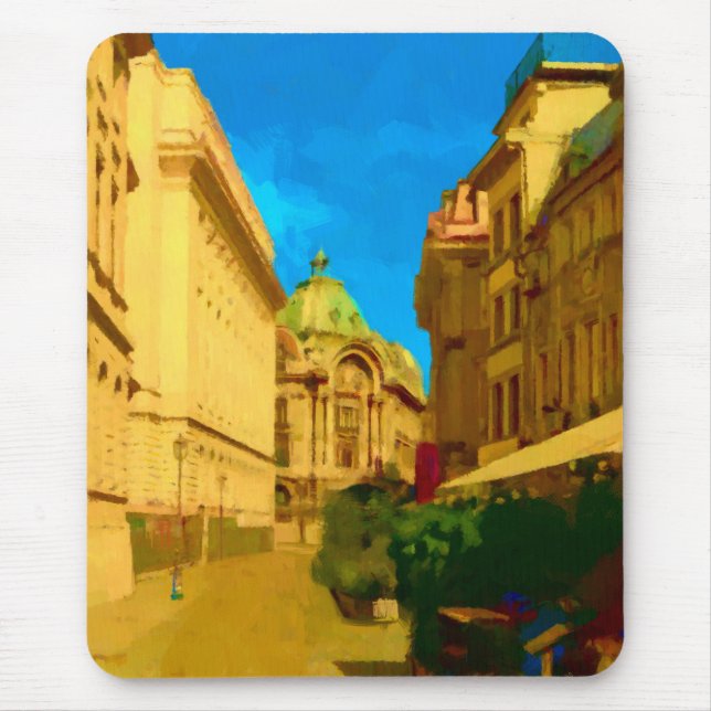 Bucharest Pallace Digital Painting Art Print Mouse Pad (Front)