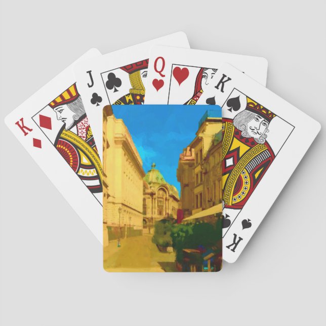 Bucharest Pallace Digital Painting Art Print Poker Cards (Back)