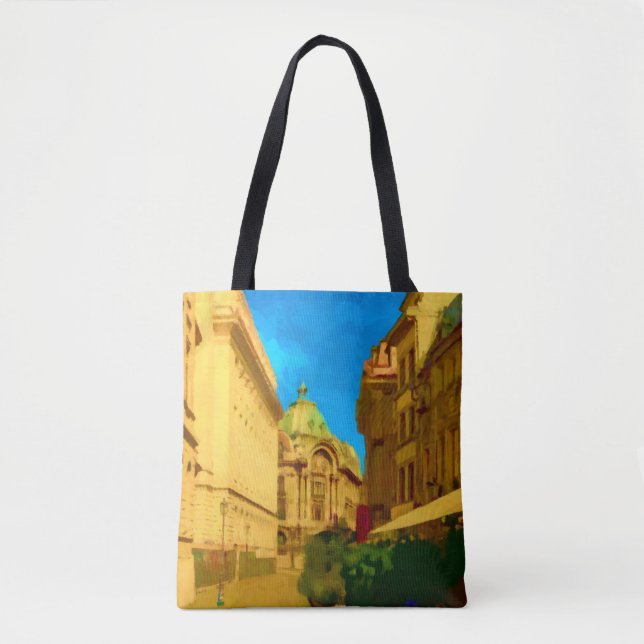 Bucharest Pallace Digital Painting Art Print Tote Bag (Front)