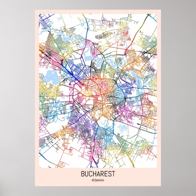 Bucharest Romania City Map Poster (Front)