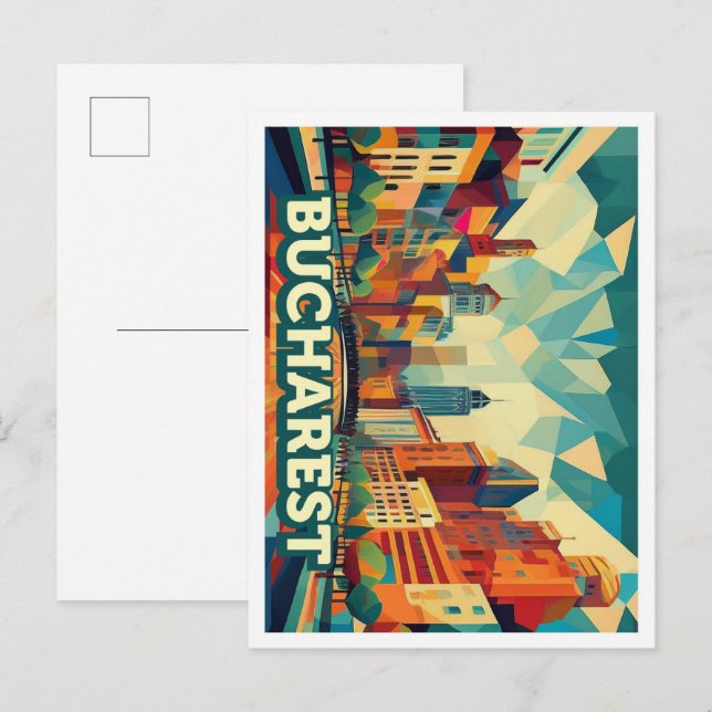Bucharest Romania travel artistic colorful Postcard (Front/Back)