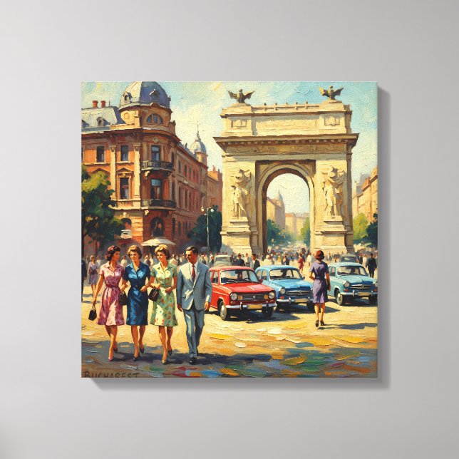 Bucharest Romania Triumphal Arch Vintage Canvas Pr Print (Front)