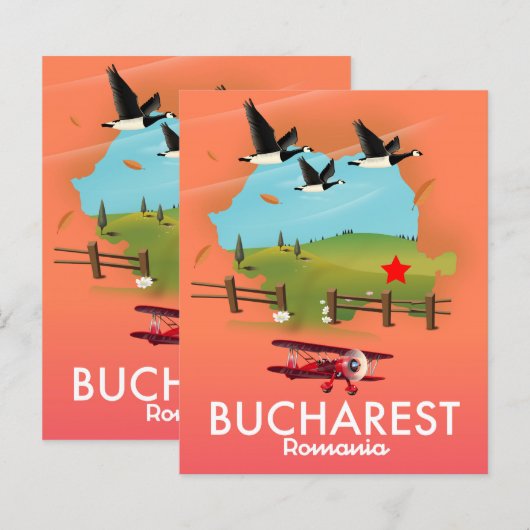 Bucharest Romania vacation map (Front/Back)