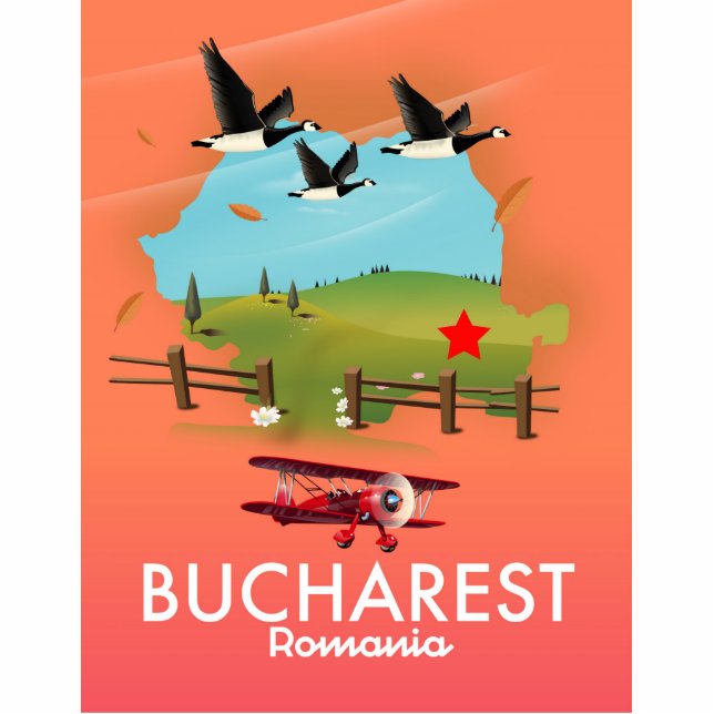 Bucharest Romania vacation map Cutout (Front)