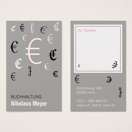 Buchhaltung Visitenkarten mit pink (Front & Back)