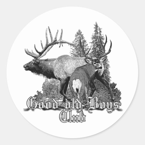 Buck and bull wildlife classic round sticker