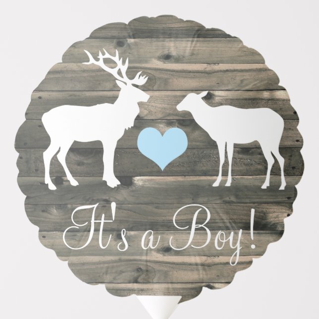 Buck and Doe (blue) It's a Boy Balloon (Front)