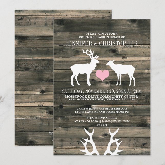 Buck and Doe Couples Wedding Shower Invitation (Front/Back)