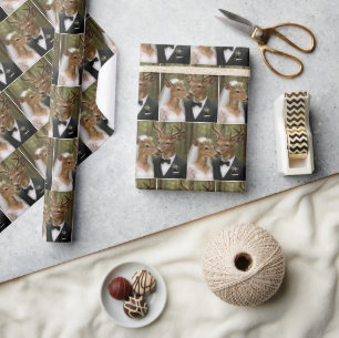 Buck and Doe Deer Wedding In Forest Wrapping Paper