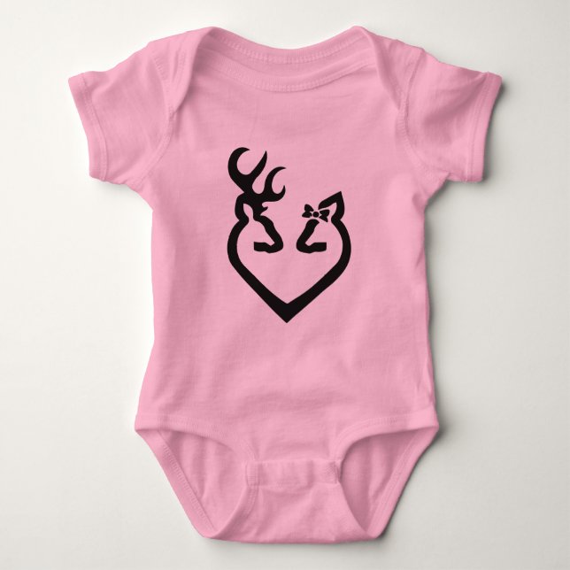 Buck and Doe Heart Love Black Baby Bodysuit (Front)