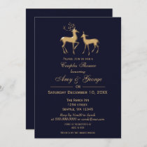 Buck and Doe Navy Gold Winter Couples Shower Invitation