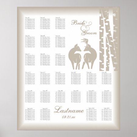 Buck And Doe Seating Chart With Birch Trees