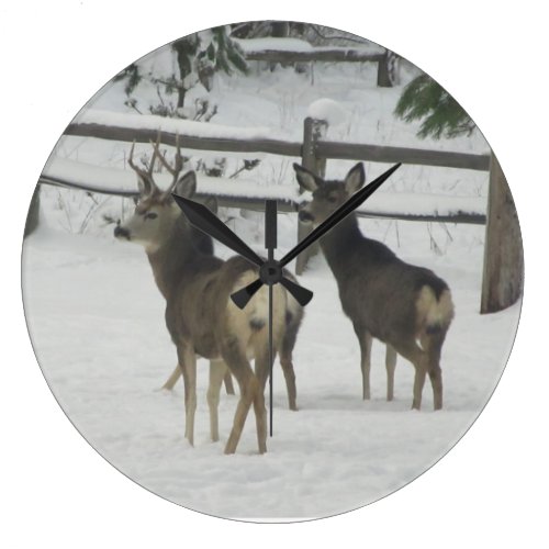 Buck, and His Does Large round Wall Clock