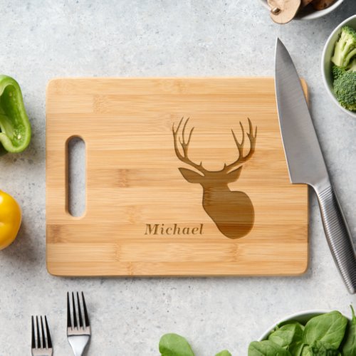 Buck Antlers Name Hunting Men Cool Cutting Board