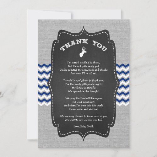 Buck Baby Shower Thank you note with poem