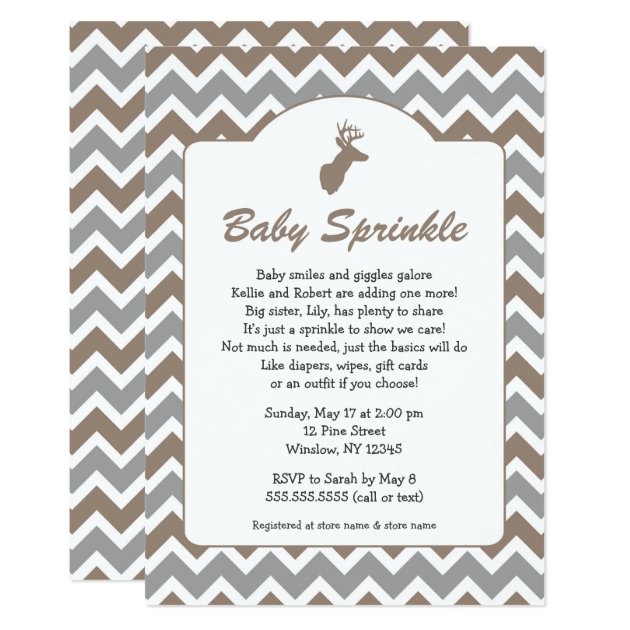 Buck Baby Sprinkle Invites, Boy Baby Shower, Deer Invitation
