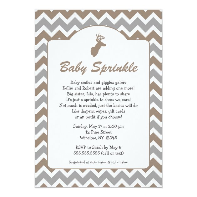 Buck Baby Sprinkle Invites, Boy Baby Shower, Deer Invitation