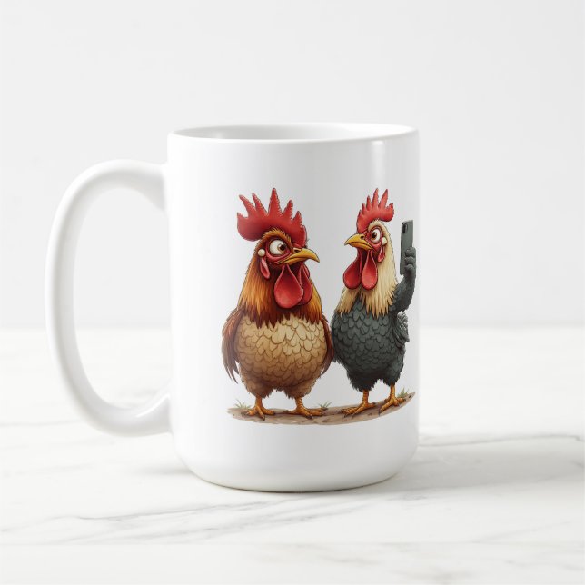 Buck & Bill "Cheesy Chicken" Selfies Coffee Mug (Left)