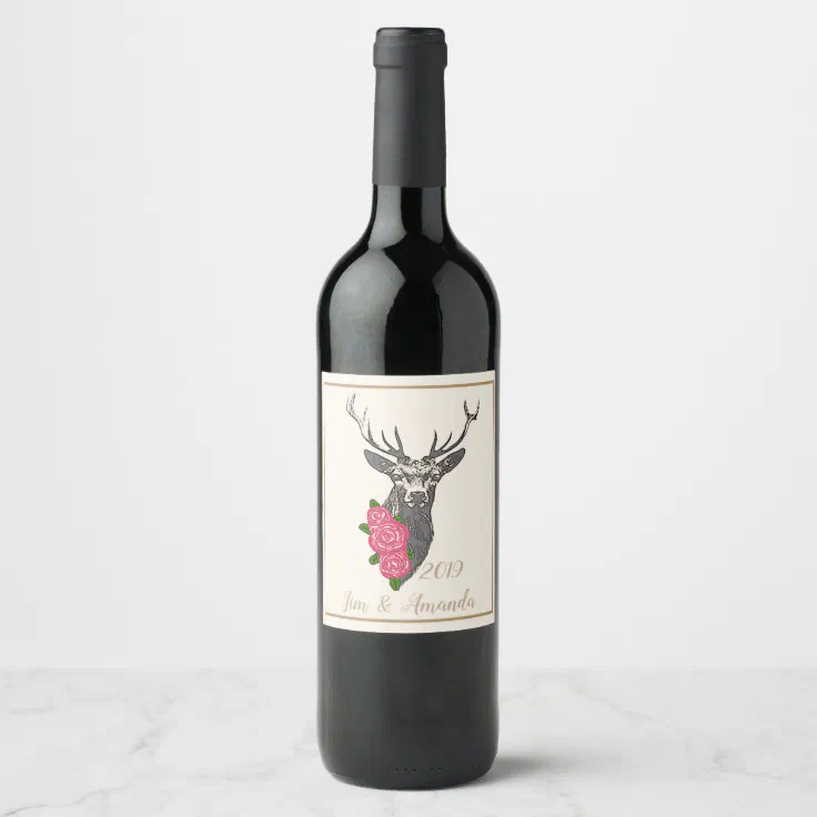 STAG DEER VINYL STICKERS FOR WINE GLASS X 6 