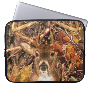 Buck Camouflage White Tail Deer Laptop Sleeve by TigerDen at Zazzle