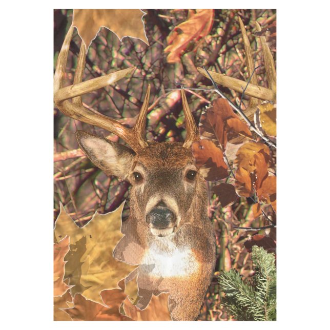 Buck Camouflage White Tail Deer Tablecloth (Front)