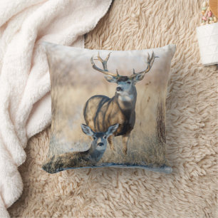 Buck Couple   Mule Deer Throw Pillow