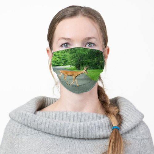 Buck Crossing the Road Adult Cloth Face Mask
