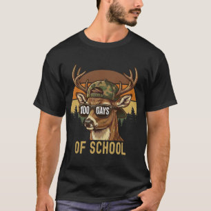Buck Deer 100 Days of School Student Teacher Retro T-Shirt