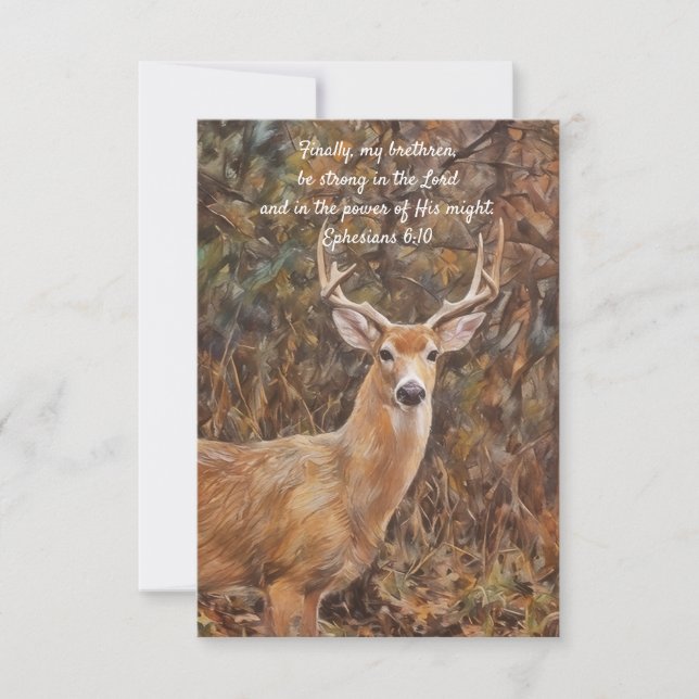 Buck Deer and Faith Art Flat Note Card (Front)