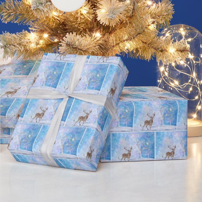 Buck Deer and Snowy Owl Wrapping Paper (Holidays)