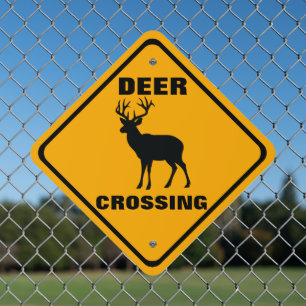 Buck Deer Crossing Roadway Property Warning Metal Sign