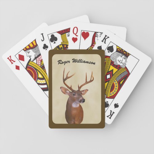 Buck Deer head personalize with name  Playing Cards