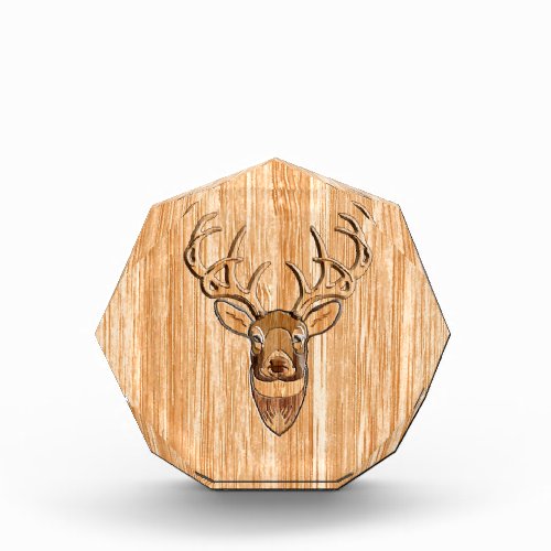 Buck Deer Head Wood Grain Style Decor Acrylic Award